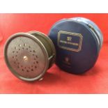 A Hardy 4.25in Perfect salmon fly reel with rim adjustment screw, in later Hardy case.