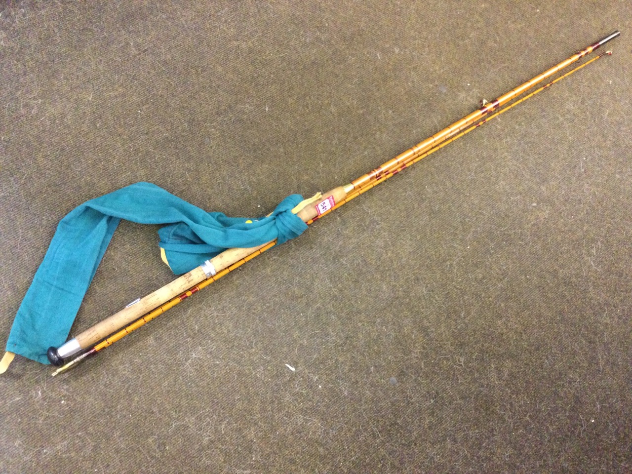 The Coquet, a split cane three-piece 12ft salmon fly rod by DJ Bell of Morpeth, with cloth sleeve.