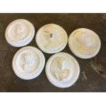 A set of five circular classical bust plastercasts of Roman & monarch figures in leaf moulded