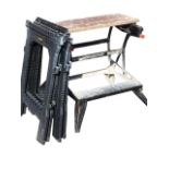 A folding Black & Decker Workmate 2 with wood vice top; and a pair of Stanley trestles. (3)