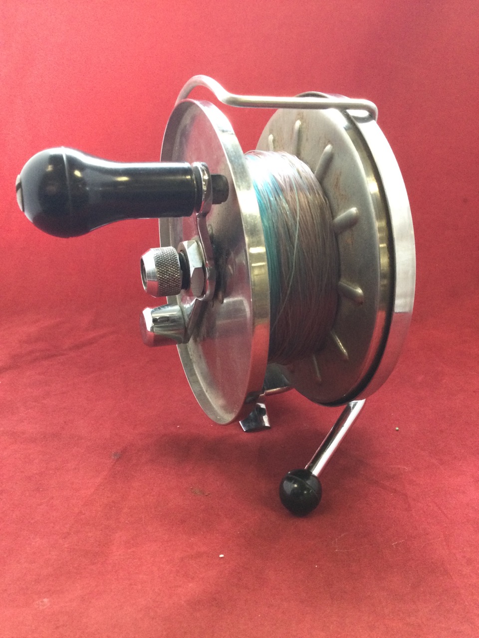 A large 6in Alcock sea fishing reel with steel drum and chrome mounts. - Image 2 of 3