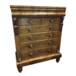 A Victorian mahogany scotch chest with cushion moulded frieze drawer above two short and four long