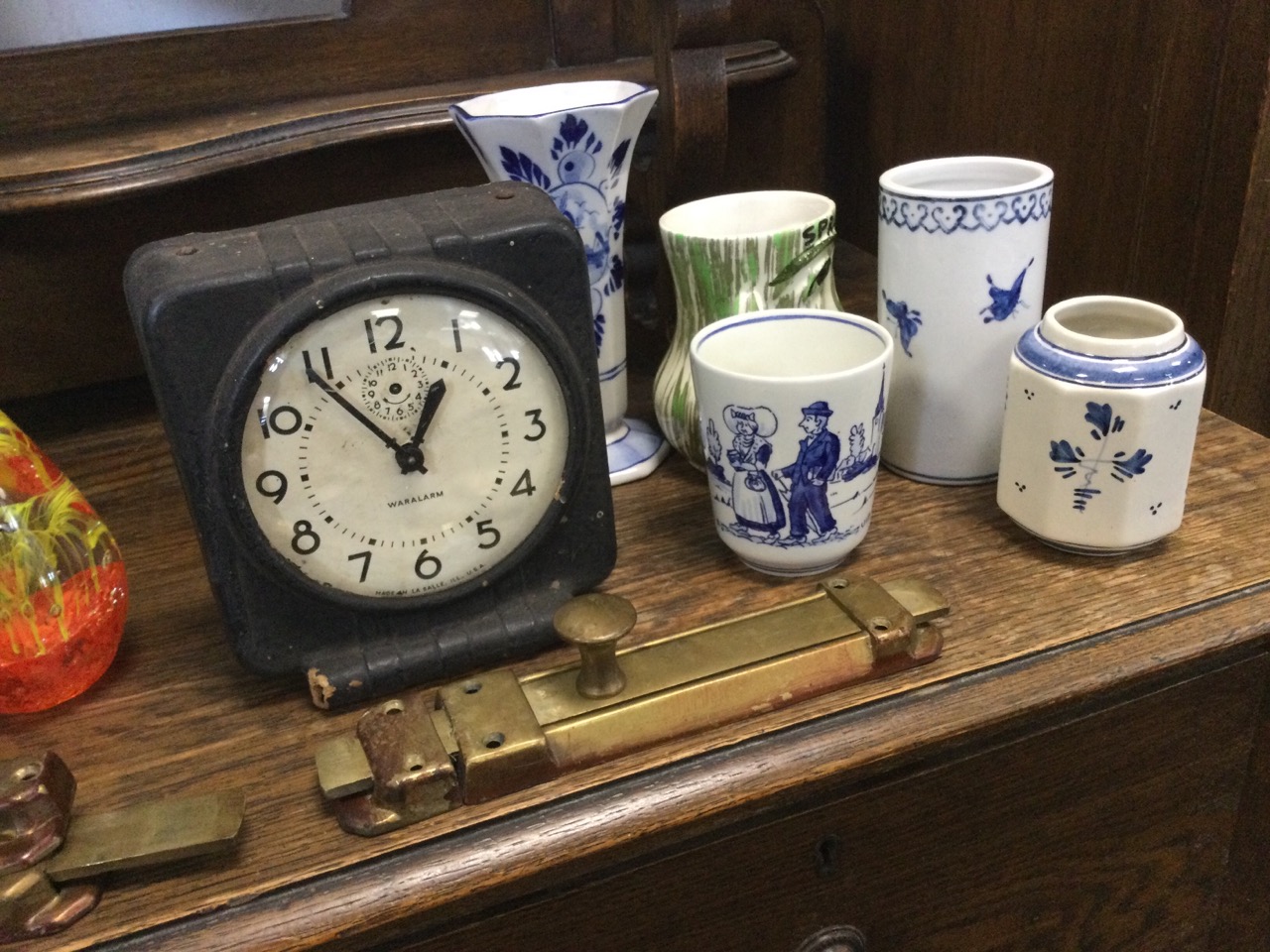 Miscellaneous ceramics including delft, a six-piece coffee set on stand, a glass paperweight, a Wood - Image 3 of 3