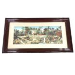 An Edwardian French coloured print, figures in front of palm trees, titled Un Oasis, probably