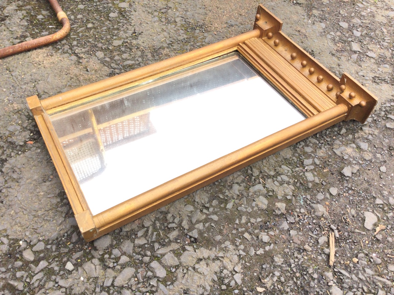 A Victorian regency style gilt pier glass, the rectangular plate framed by turned columns beneath - Image 3 of 3