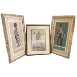 Three framed military prints: a private of the 17th Leicestershire Regiment of Foot, a Sergeant of