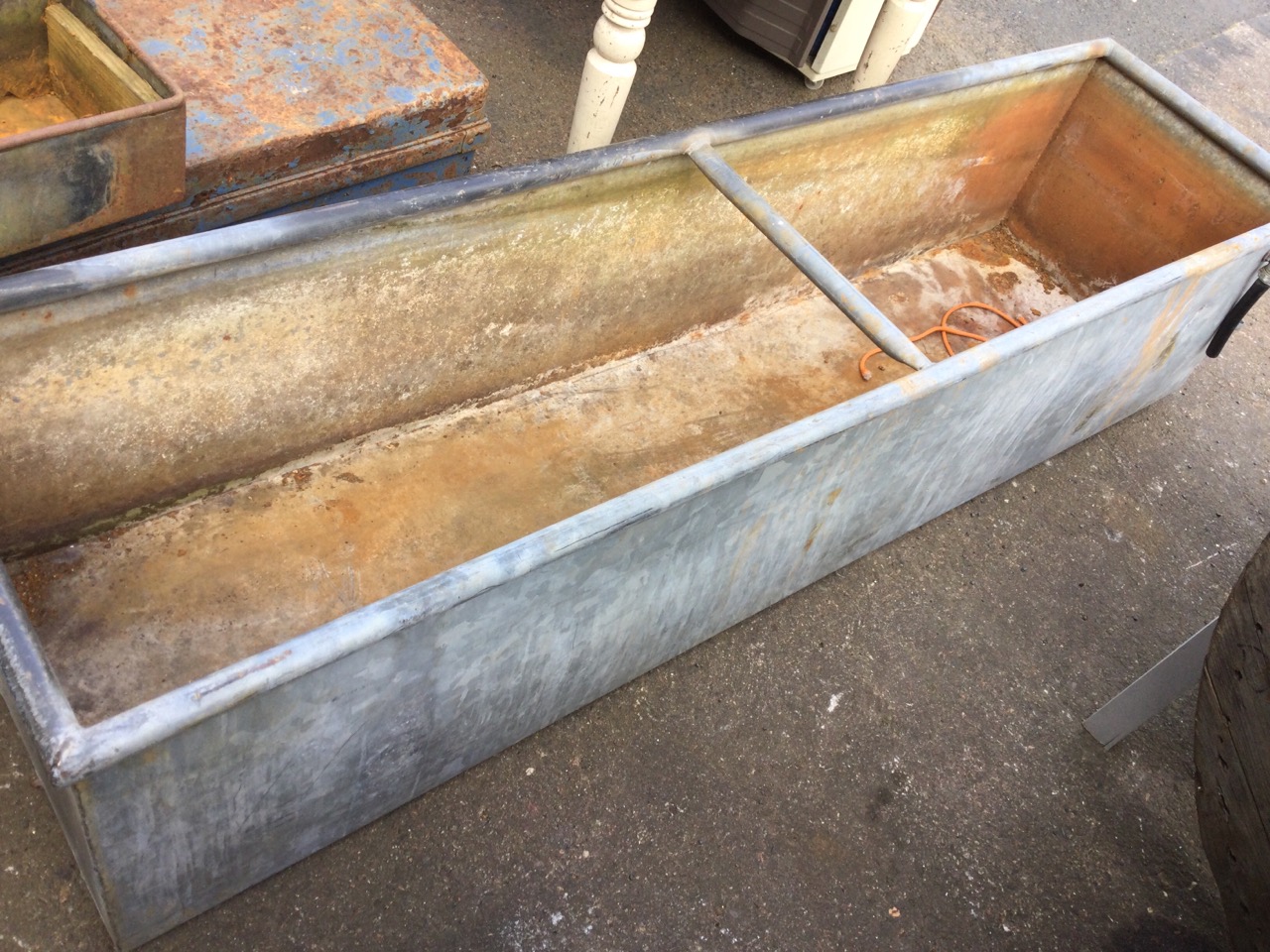 A rectangular 6ft galvanised trough with tubular rim. (73in) - Image 3 of 3