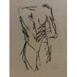 Polly Beale, male nude, 1980s screenprint, signed in ink, mounted & framed. (13.75in x 20in)