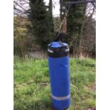 A 4ft Maijin hanging punch bag with chains, complete with metal wall bracket. (2)