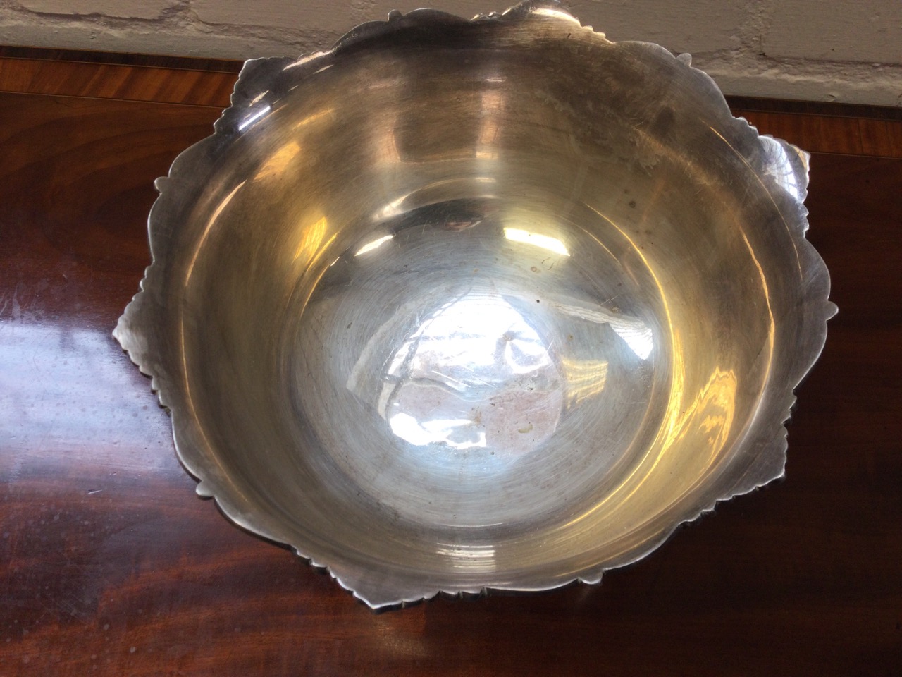 A large silver plated racing trophy bowl presented by Air Chief Marshall Sir Leslie Hollinghurst, - Image 3 of 3