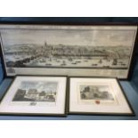 A framed Buck print illustrating The South-East Prospect of Newcastle upon Tyne; a nineteenth