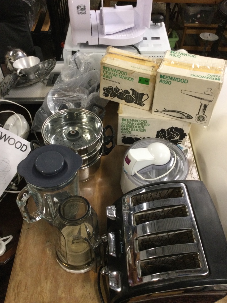 Miscellaneous electrical kitchen appliances including a Kenwood chef with attachments, a - Image 2 of 3