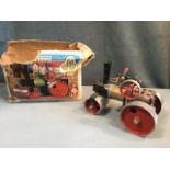 A boxed Mamod steam powered traction engine. (9in)