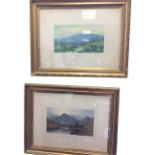 A pair of large Scottish landscape prints in leaf moulded gilt & gesso frames, A Moorland Stream and