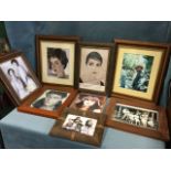 A collection of eight framed nostalgia photographs - movie stars, cast of While Mischief, Grand