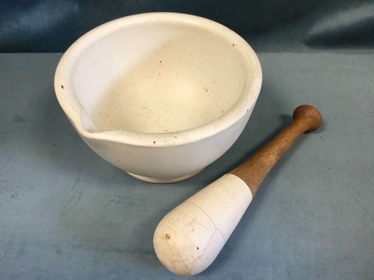 A large Edwardian pestle & mortar, the bowl with shaped spout, the pestle handle of turned - Image 2 of 3