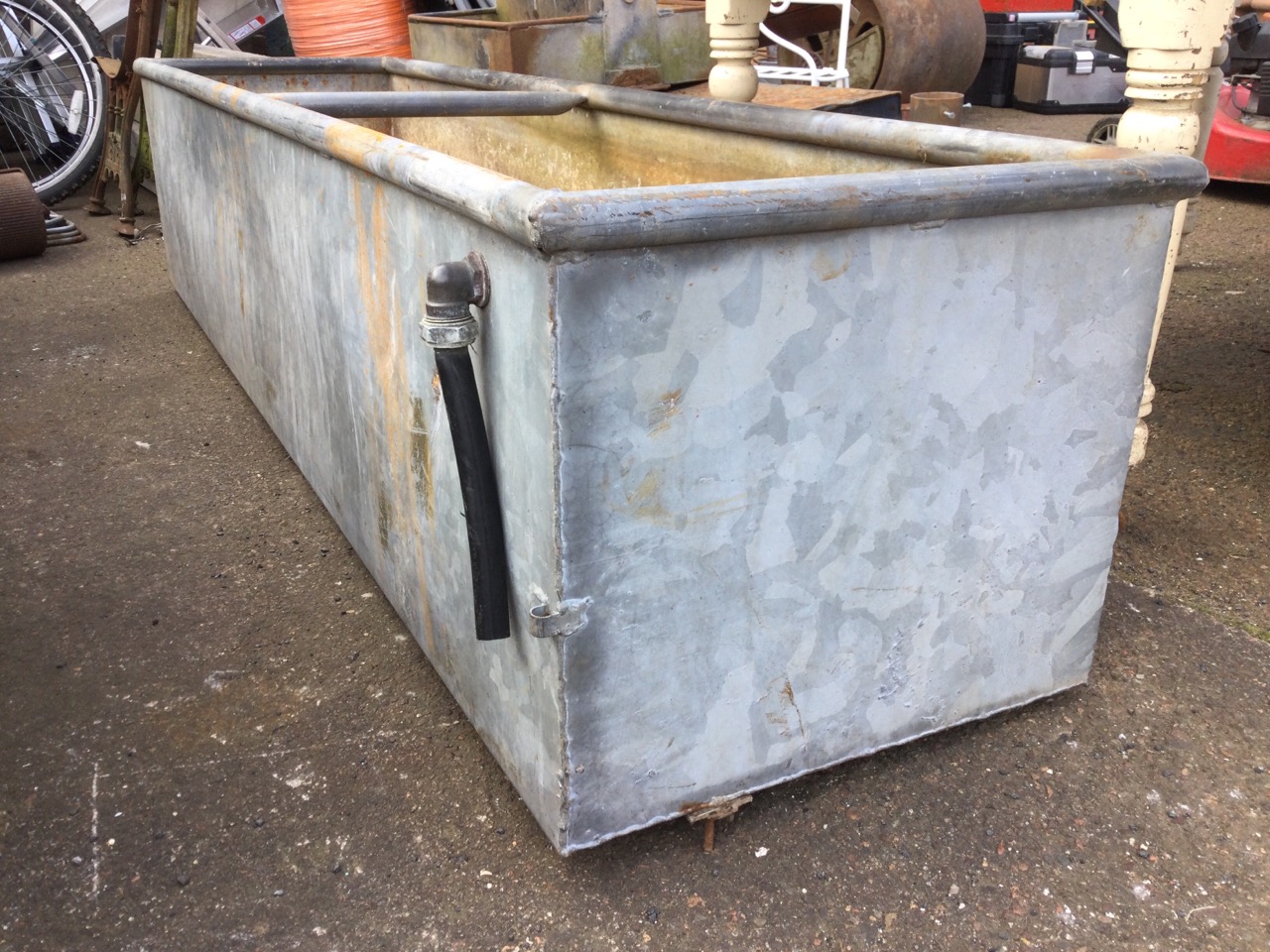 A rectangular 6ft galvanised trough with tubular rim. (73in) - Image 2 of 3