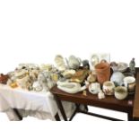 Miscellaneous ceramics including busts, terracotta, mugs, figurines, a pair of chinoiserie