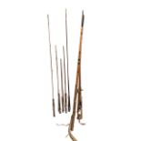 Seven split cane trout rods - Sharpes of Aberdeen, various makers, etc; and a three-piece bamboo