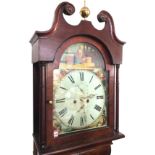 A nineteenth century mahogany longcase clock by A Melrose of Galashiels, the hood with swan neck