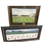 A signed & numbered print of Watford Football Club, mounted & framed; and 1995 panoramic print of St