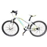 A Ghost mountain bike with sprung forks, Shimano revoshift gears, adjustable soft seat, Schwalbe