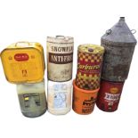 Eight miscellaneous cans & containers - some with fluids. (8)