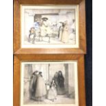 A pair of maple framed nineteenth century handcoloured prints dated 1836, probably European with