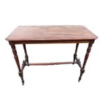A late nineteenth century mahogany occasional table, the rectangular moulded top with canted corners