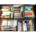 Five boxes of books - gardening & cooking, history & royalty, antiques & Millers guides, travel &