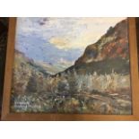 Ragland Phillips, oil on board, landscape with trees in foreground, titled Ennerdale, signed &