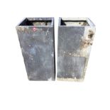 A pair of lead type resin garden planters of square column form. (28in) (2)