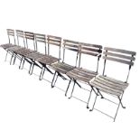 A set of eight folding garden chairs with slatted backs & seats on rectangular frames. (8)