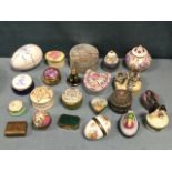 Twenty two miscellaneous trinket pots, some with hinged covers - Limoges, enamelled, egg shaped,
