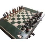 A limited edition Tower of London chess set & table, the pieces based on historical figures -