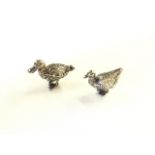 A pair of silver ducks, both with European marks - 3gm. (1.75in & 1.5in) (2)