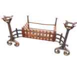 A cast & wrought iron rectangular firebasket with riveted spear bars and tapering back cornerposts