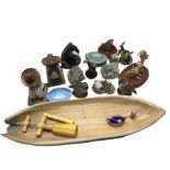 Miscellaneous items including Wedgwood, Lilliput Lane buildings, a silver Viking shaped salt with