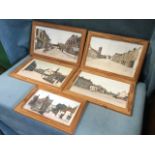 Stuart Rutherford, a set of five handcoloured prints depicting Victorian Wooler with figures on