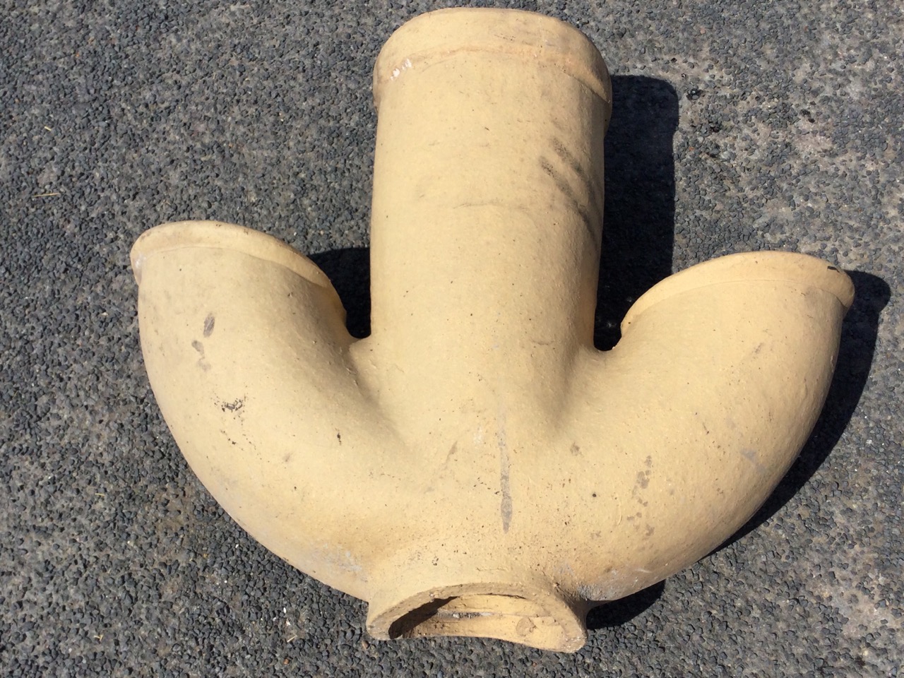 A stoneware pipe with central tube having two shaped side apertures. (22in) - Image 3 of 3