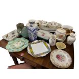 Miscellaneous ceramics including a Poole biscuit barrel & cover with swing handle, Denby, Royal