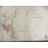 An 1862 Ist edition map of Wooler, with embossed official stamp, the handcoloured sheet showing