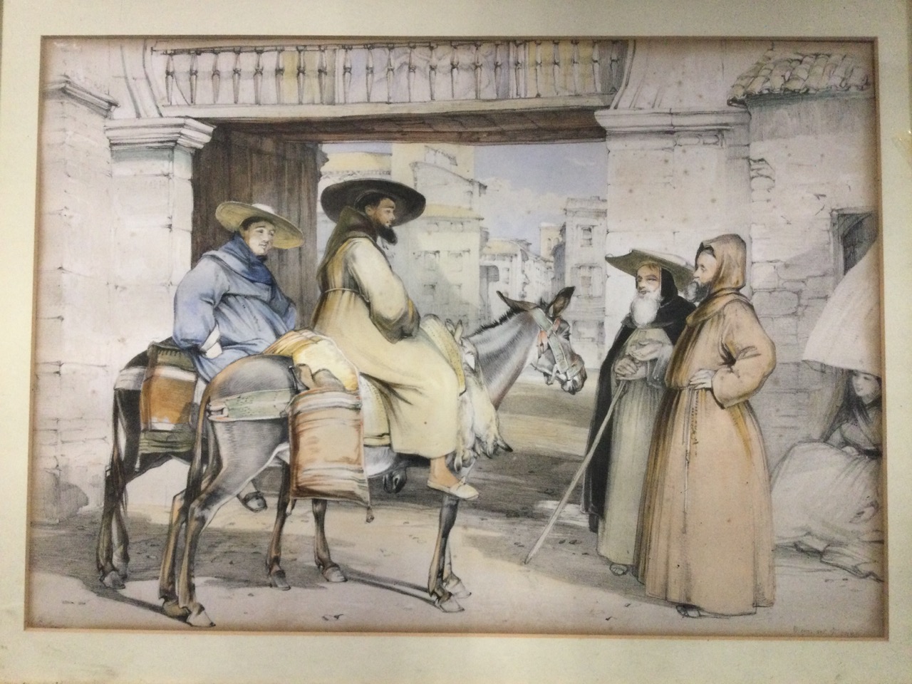 A pair of maple framed nineteenth century handcoloured prints dated 1836, probably European with - Image 3 of 3