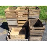 Eleven 12in slatted pine crates, and two others similar. (20in x 16in x 12in) (13)