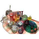 Miscellaneous glass including a large punch pot & cover with ladle, vases, jugs, a bowl with