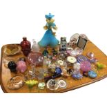 Miscellaneous art glass, paperweights, ashtrays, Caithness, coasters, miniature glass animals,