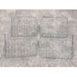 Four galvanised rectangular wall hanging hay hecks with angled sides. (38in x 16in x 20.5in) (4)