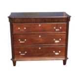 A Martha Stewart reproduction chest of drawers with canted fluted corners, the top ribbed frieze