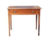 A late nineteenth century mahogany side table with rectangular moulded top above a long cockbeaded