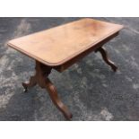 A mahogany coffee table, formed from old components with single-piece rectangular moulded top on
